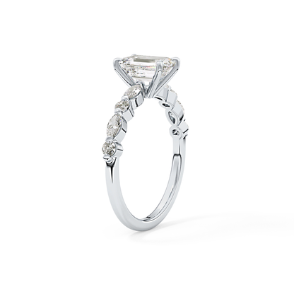 Emerald Pave Lab Grown Diamond Engagement Ring