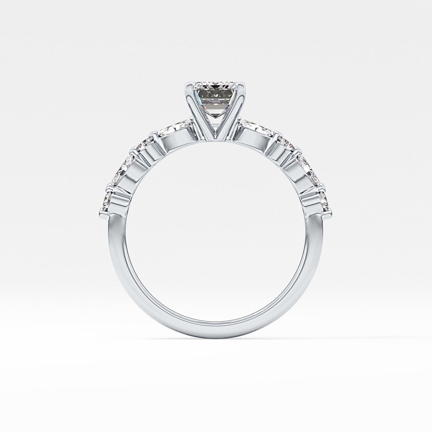 Emerald Pave Lab Grown Diamond Engagement Ring