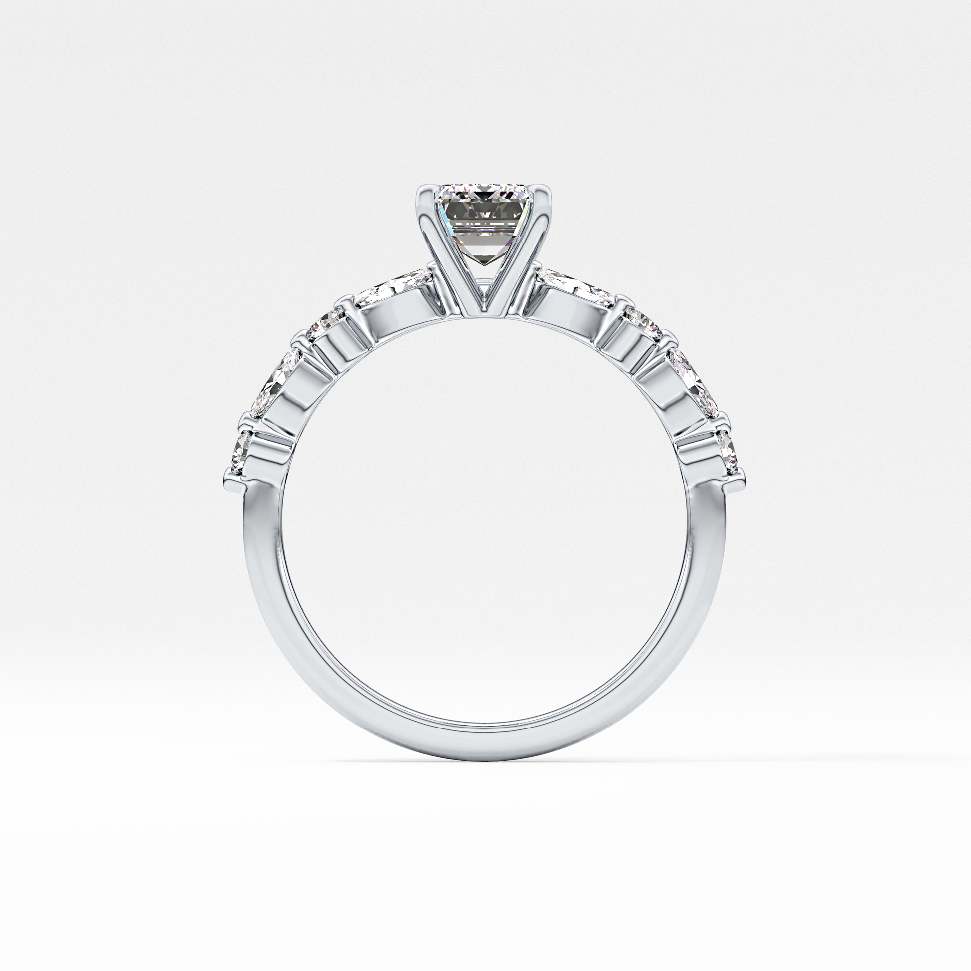 Emerald Pave Lab Grown Diamond Engagement Ring