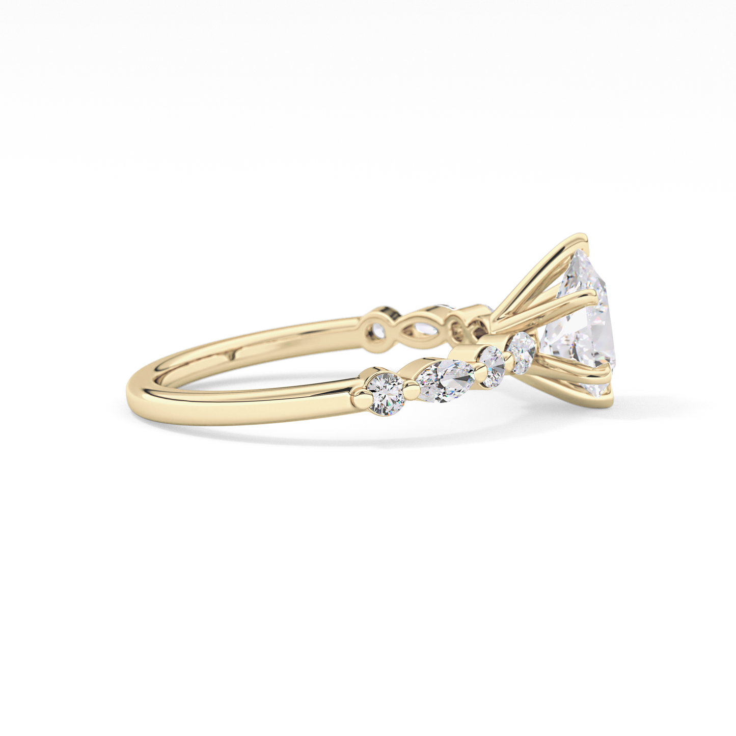 Pear Pave Lab Grown Diamond Engagement Ring