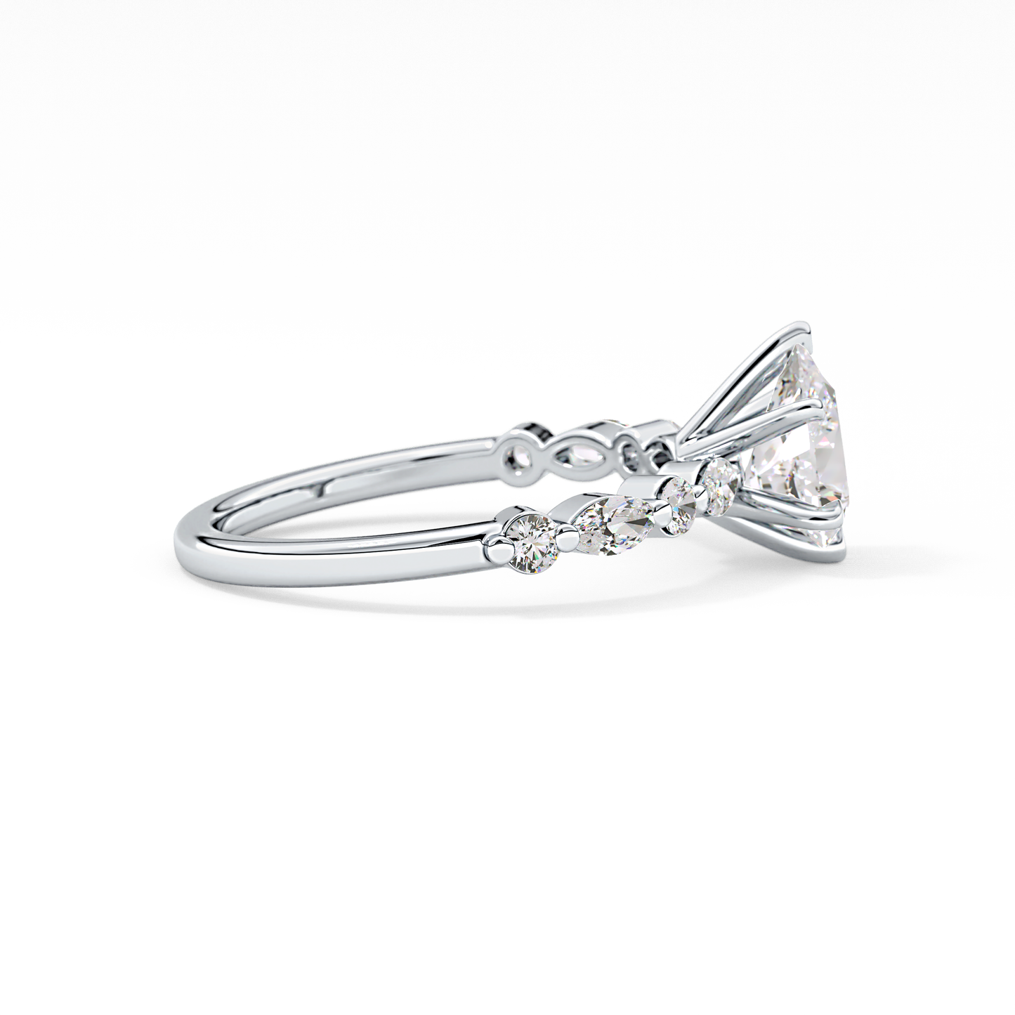 Pear Pave Lab Grown Diamond Engagement Ring