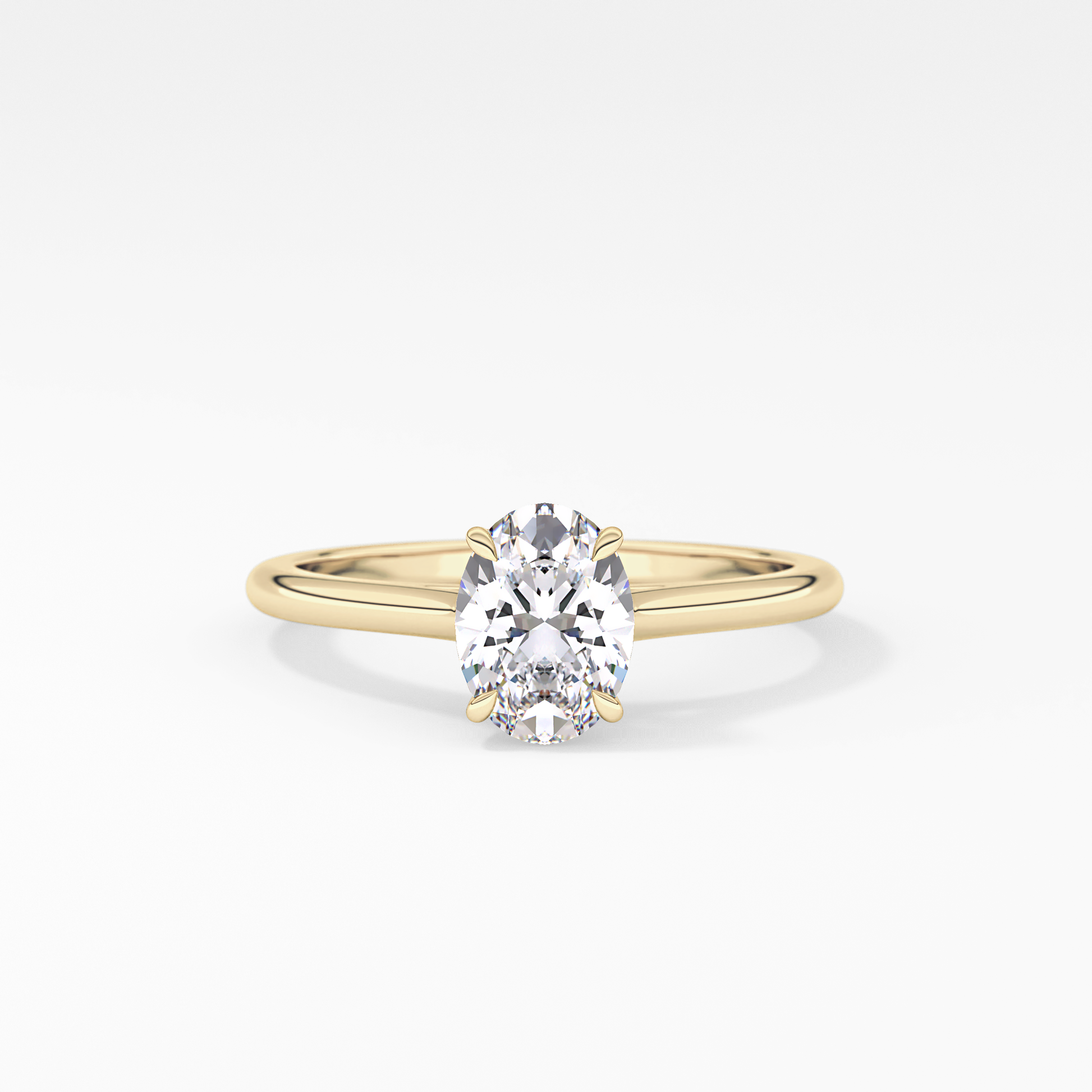 Oval Solitaire Cathedral Lab Grown Diamond Engagement Ring