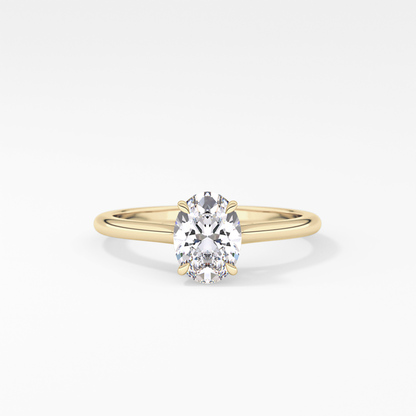 Oval Solitaire Cathedral Lab Grown Diamond Engagement Ring