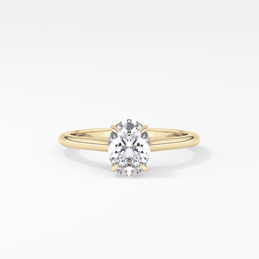 Oval Solitaire Cathedral Lab Grown Diamond Engagement Ring