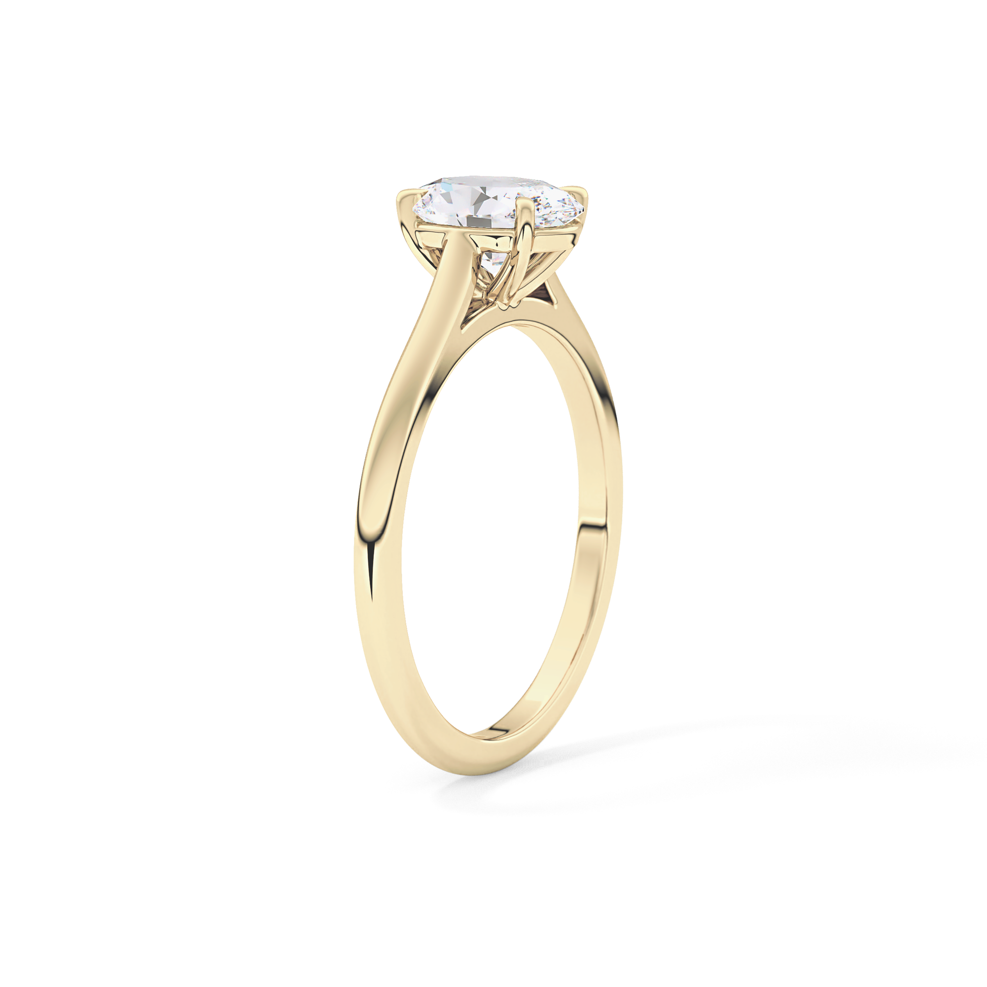 Oval Solitaire Cathedral Lab Grown Diamond Engagement Ring