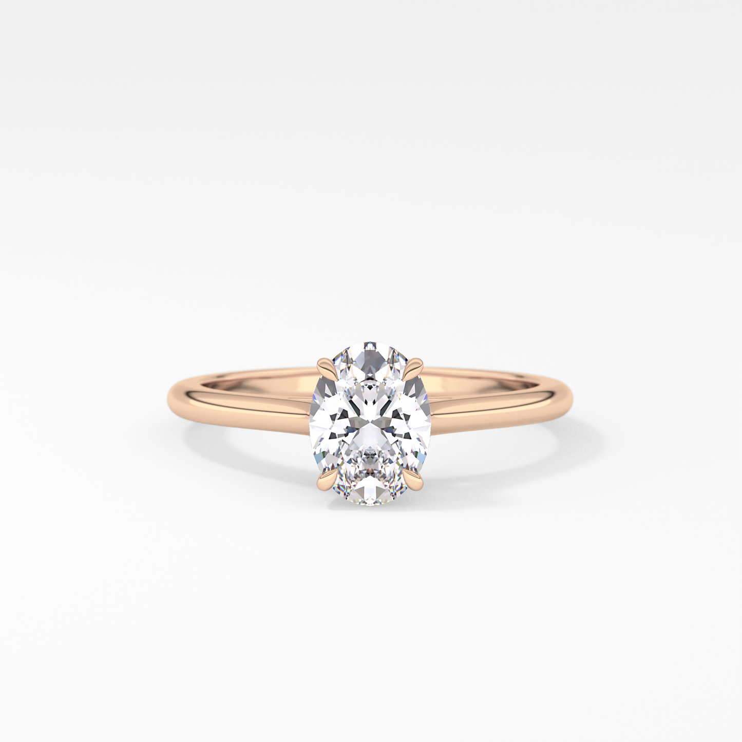 Oval Solitaire Cathedral Lab Grown Diamond Engagement Ring