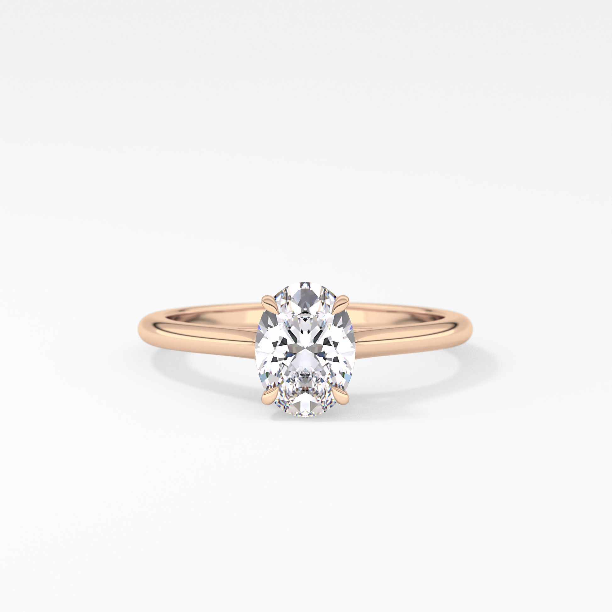 Oval Solitaire Cathedral Lab Grown Diamond Engagement Ring