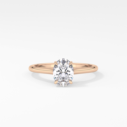 Oval Solitaire Cathedral Lab Grown Diamond Engagement Ring