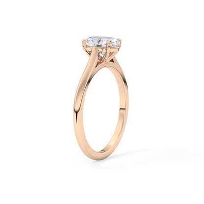Oval Solitaire Cathedral Lab Grown Diamond Engagement Ring