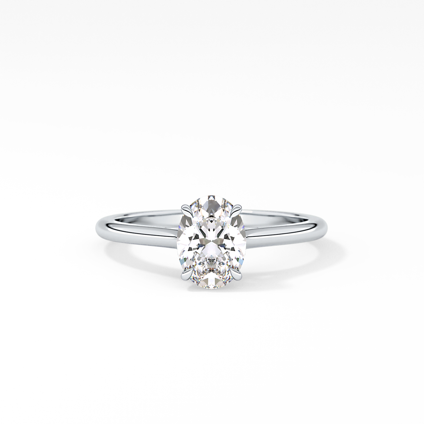 Oval Solitaire Cathedral Lab Grown Diamond Engagement Ring