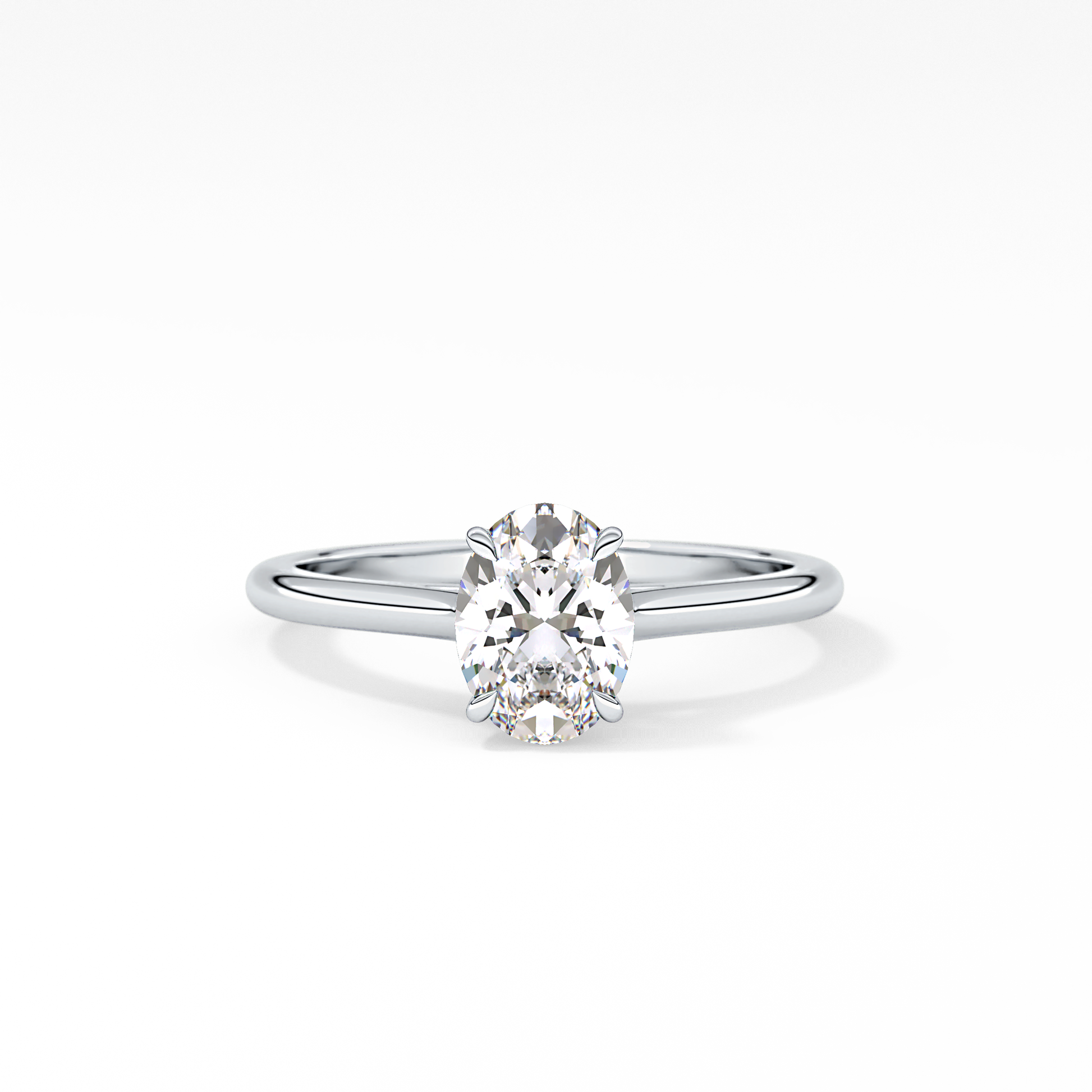 Oval Solitaire Cathedral Lab Grown Diamond Engagement Ring