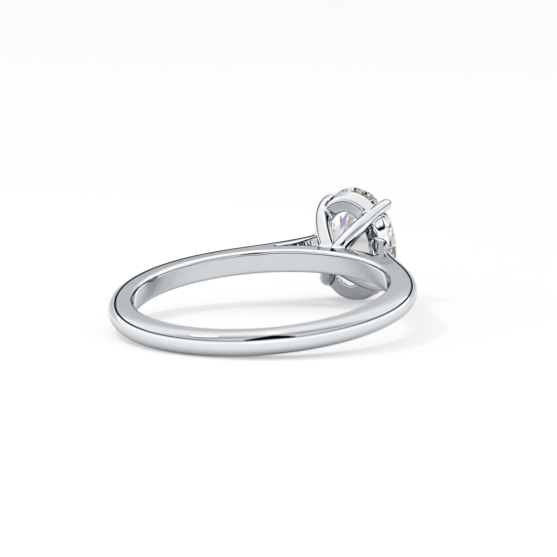 Oval Solitaire Cathedral Lab Grown Diamond Engagement Ring