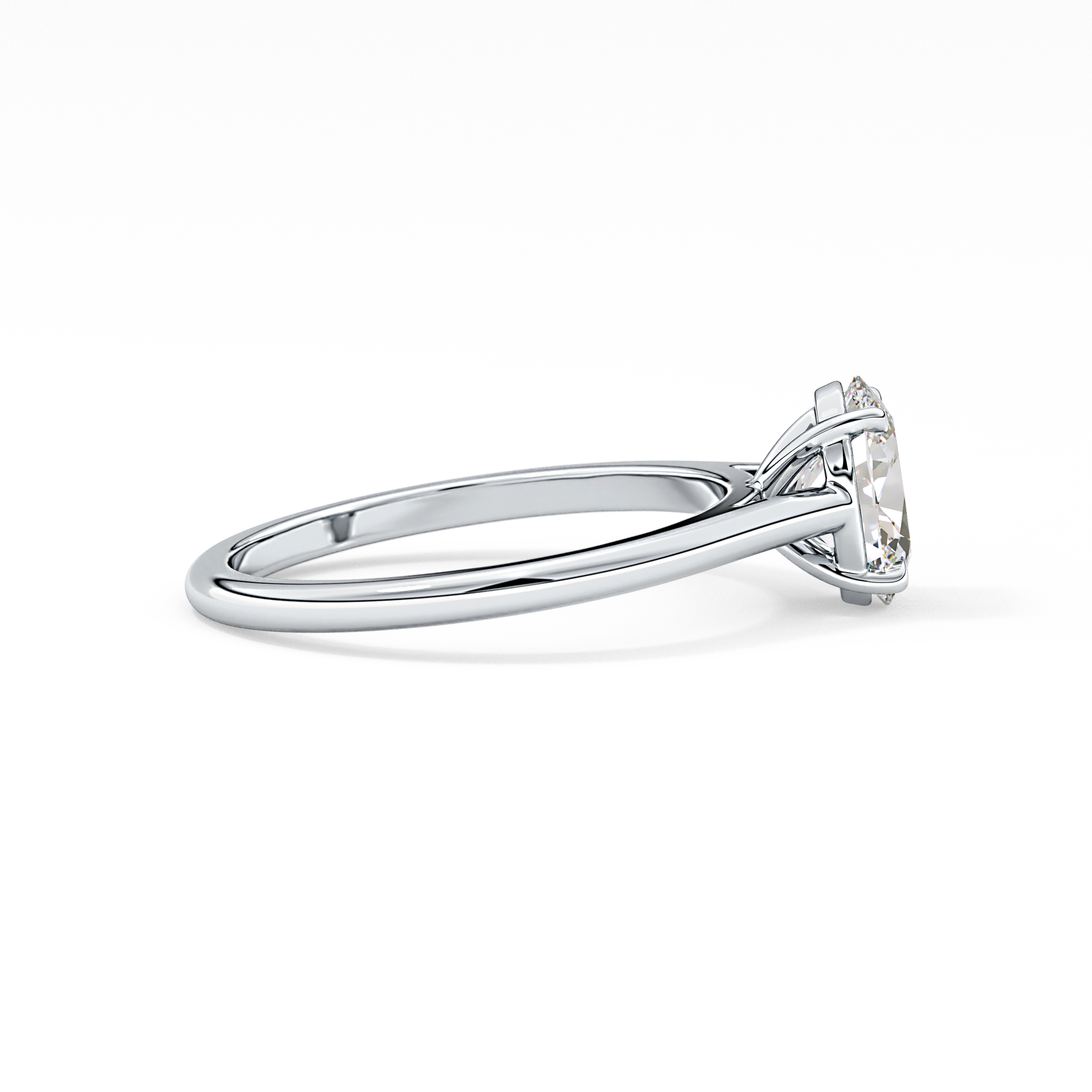 Oval Solitaire Cathedral Lab Grown Diamond Engagement Ring