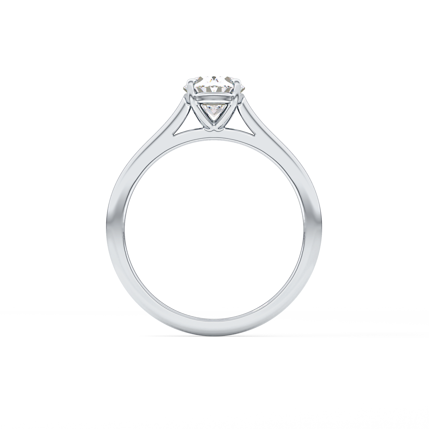 Oval Solitaire Cathedral Lab Grown Diamond Engagement Ring