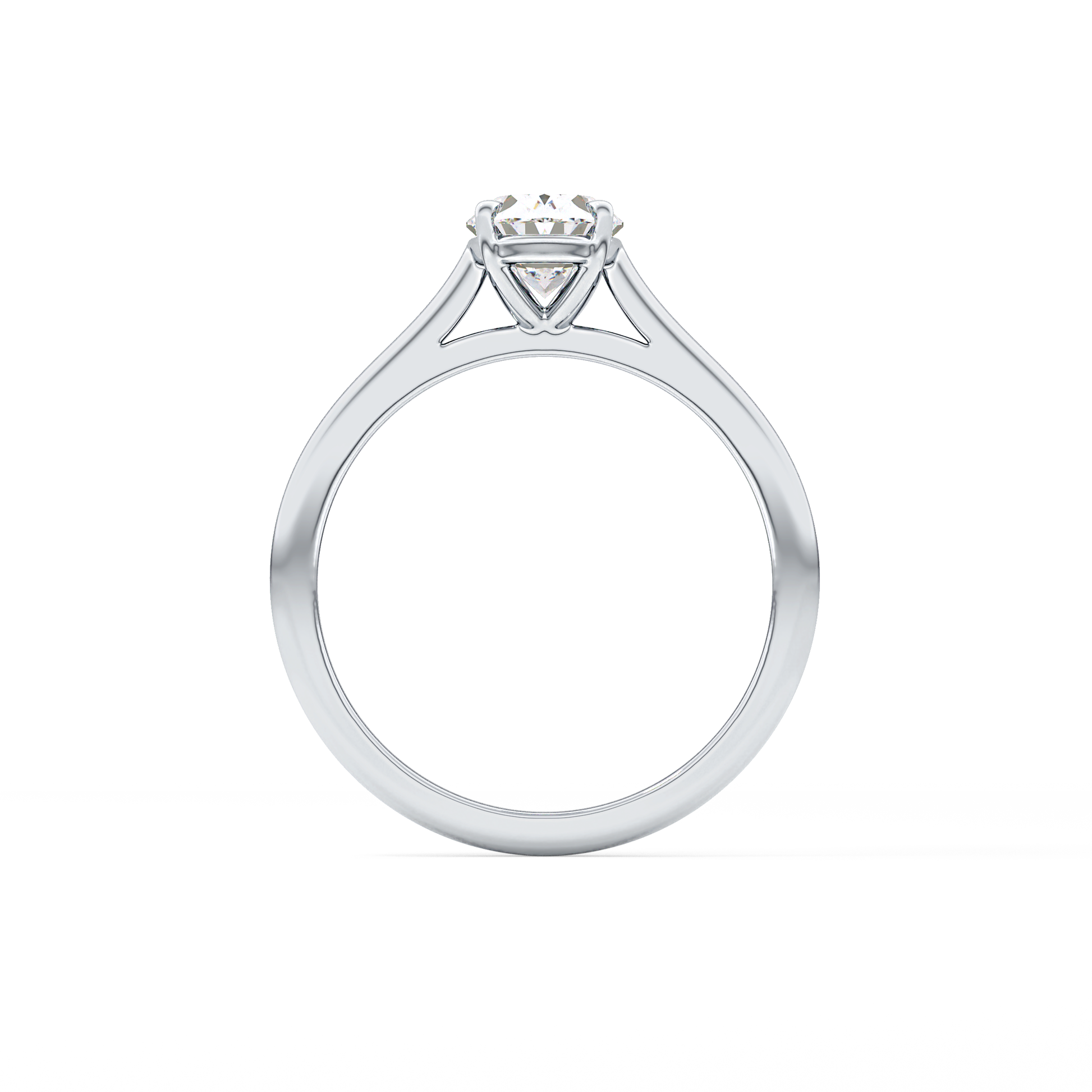 Oval Solitaire Cathedral Lab Grown Diamond Engagement Ring