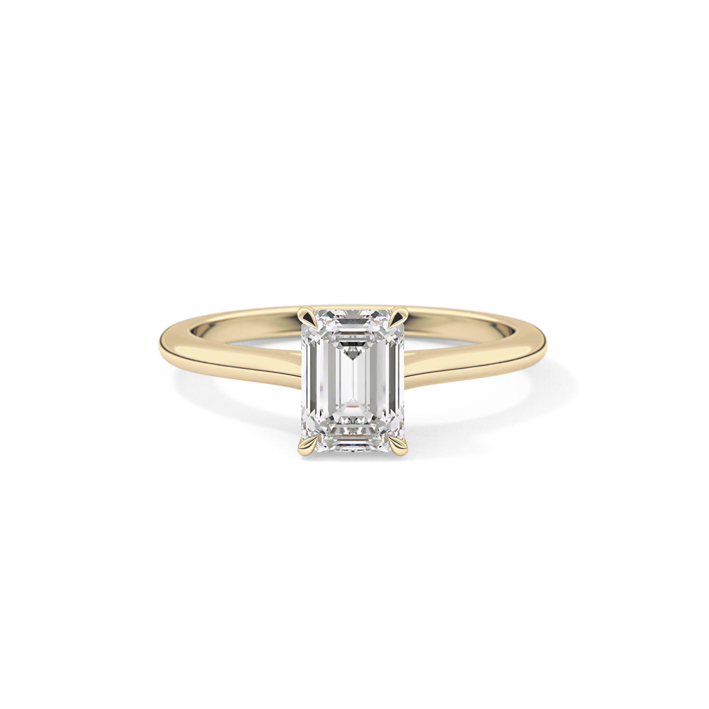 Emerald Solitaire Cathedral Lab Grown Diamond Engagement Ring