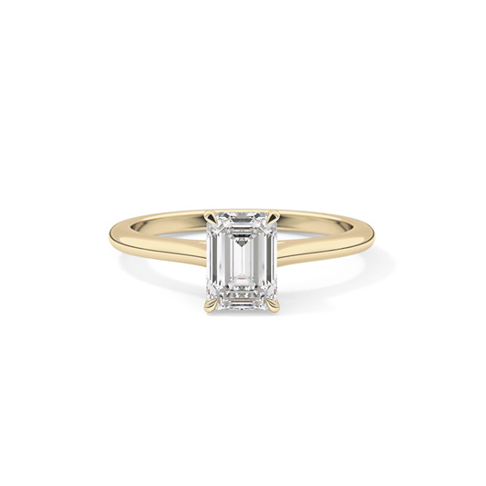 Emerald Solitaire Cathedral Lab Grown Diamond Engagement Ring