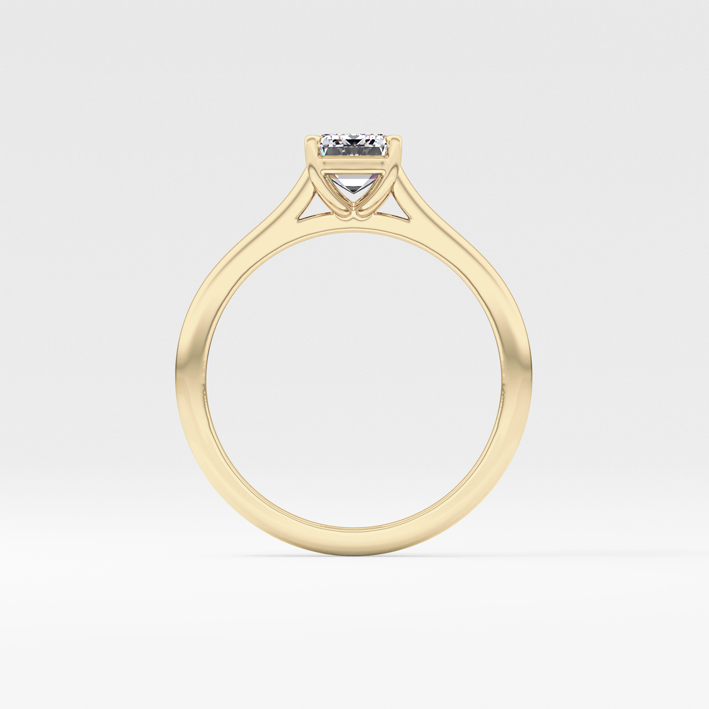 Emerald Solitaire Cathedral Lab Grown Diamond Engagement Ring