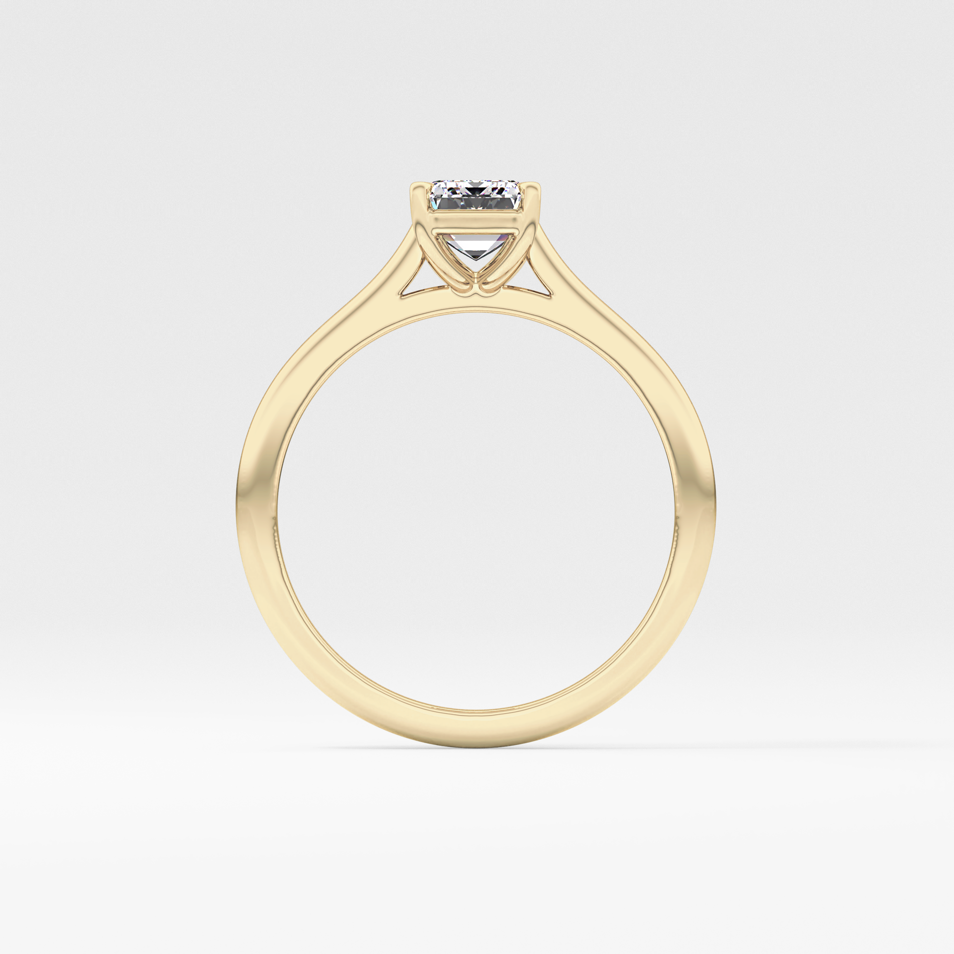 Emerald Solitaire Cathedral Lab Grown Diamond Engagement Ring