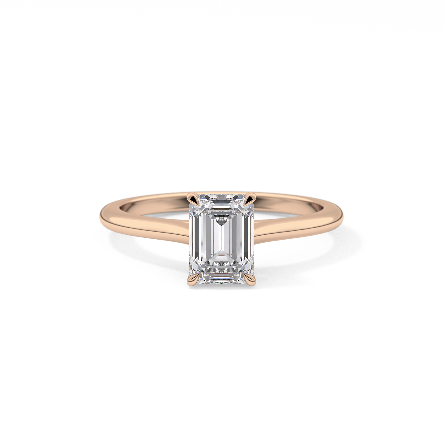 Emerald Solitaire Cathedral Lab Grown Diamond Engagement Ring