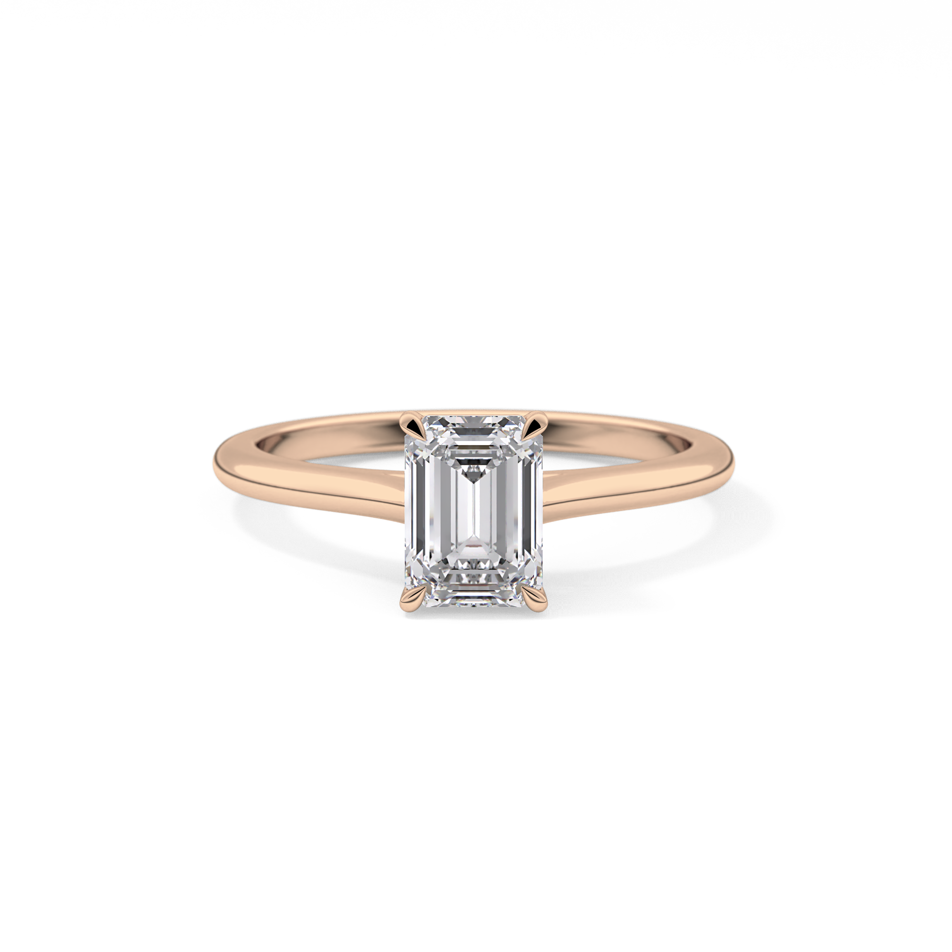 Emerald Solitaire Cathedral Lab Grown Diamond Engagement Ring