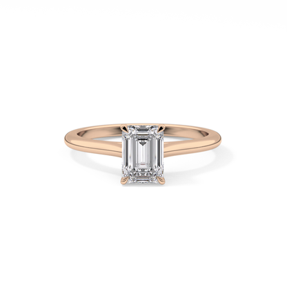Emerald Solitaire Cathedral Lab Grown Diamond Engagement Ring