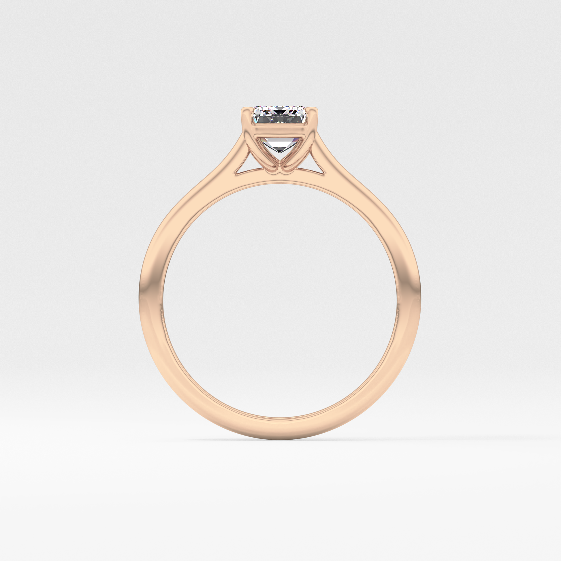 Emerald Solitaire Cathedral Lab Grown Diamond Engagement Ring