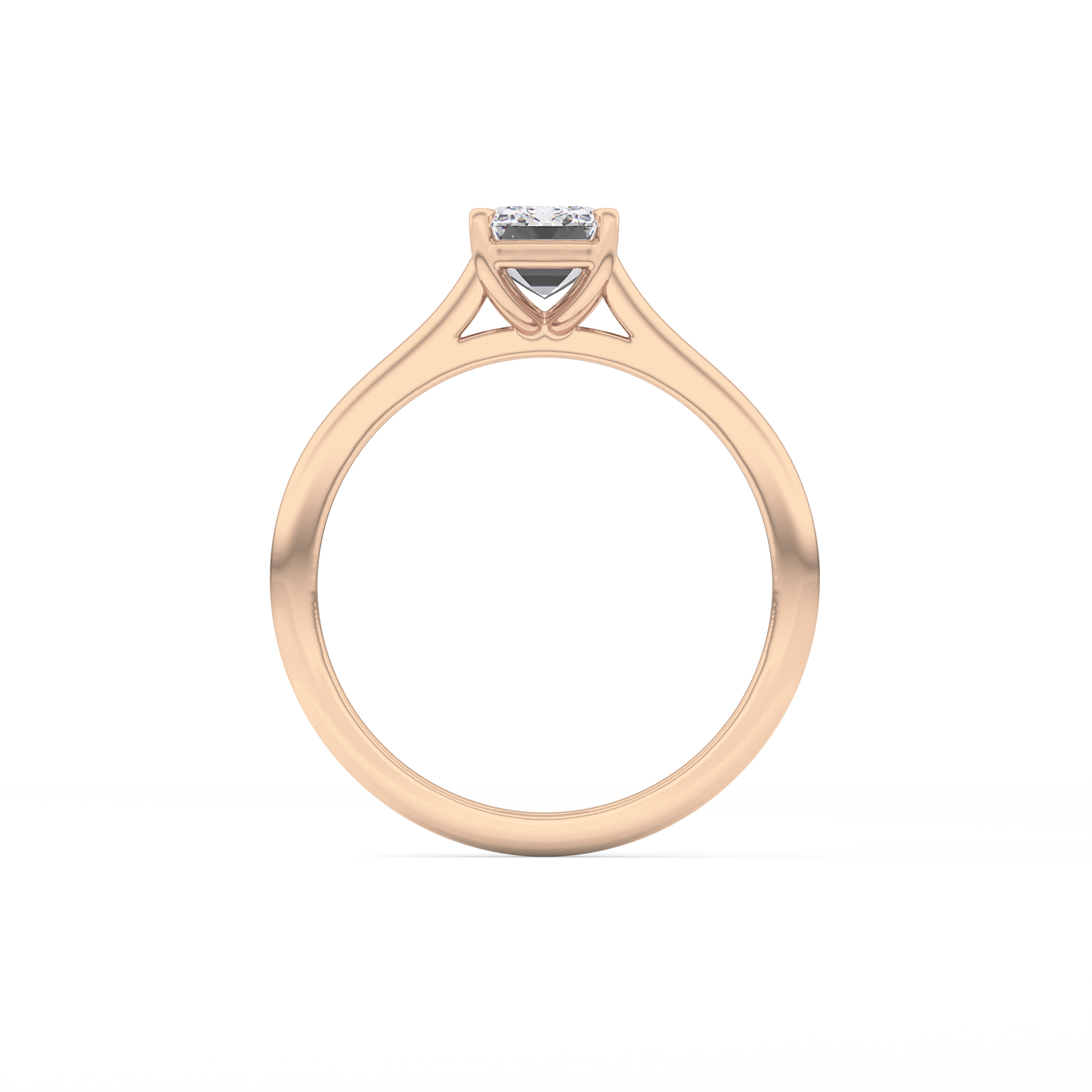 Emerald Solitaire Cathedral Lab Grown Diamond Engagement Ring