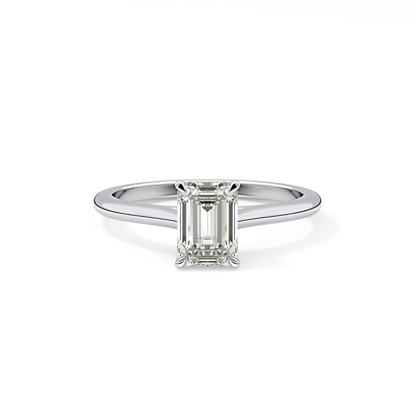 Emerald Solitaire Cathedral Lab Grown Diamond Engagement Ring