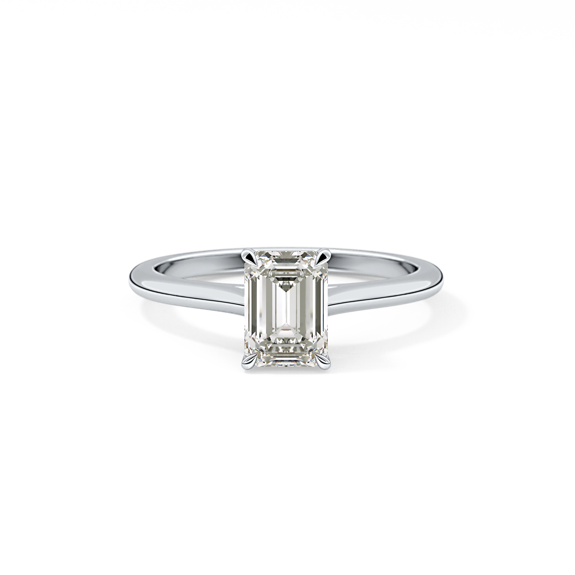 Emerald Solitaire Cathedral Lab Grown Diamond Engagement Ring