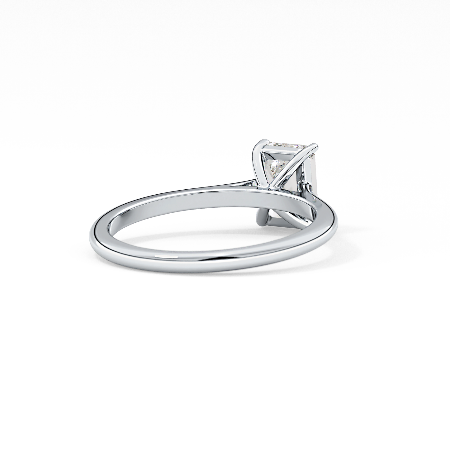 Emerald Solitaire Cathedral Lab Grown Diamond Engagement Ring