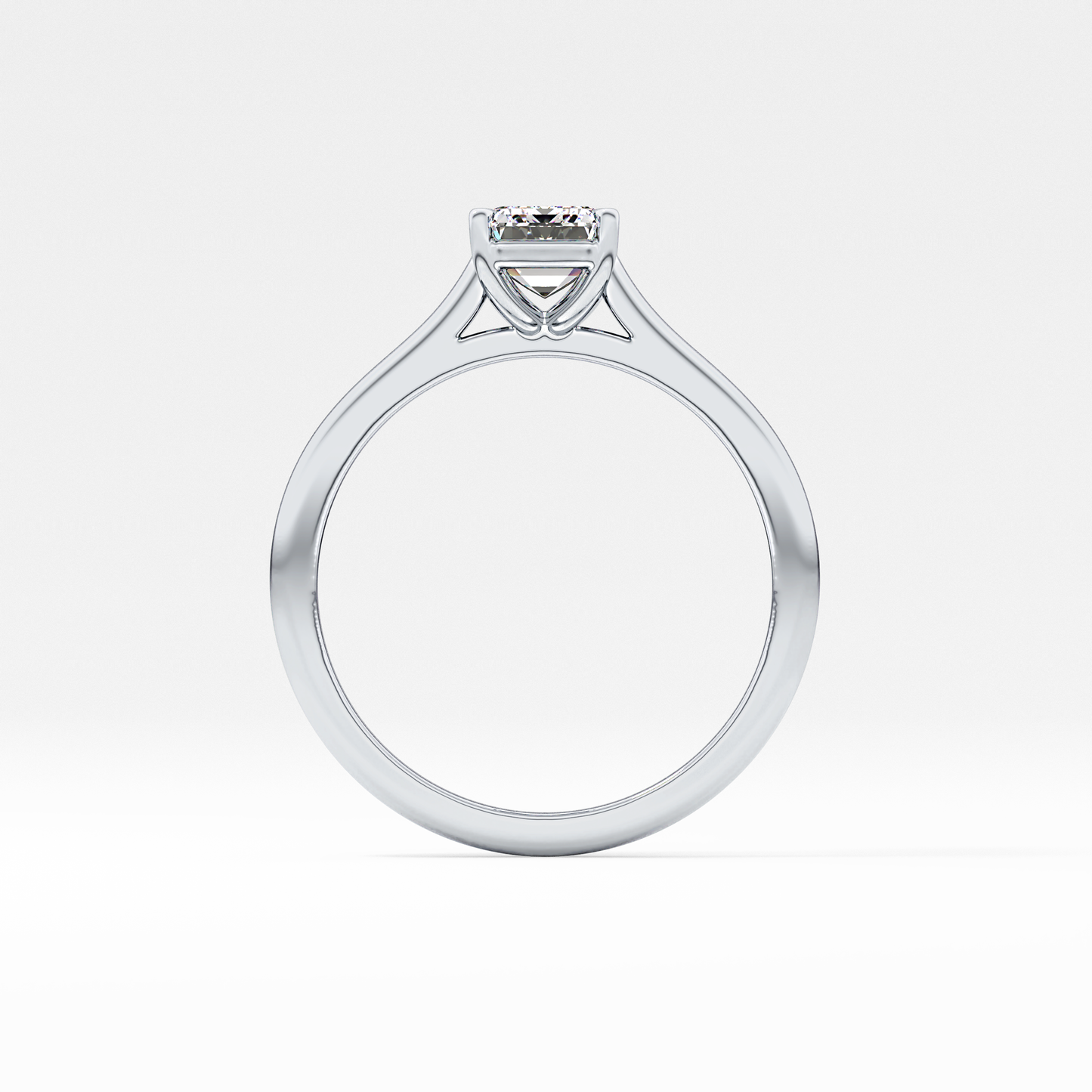 Emerald Solitaire Cathedral Lab Grown Diamond Engagement Ring
