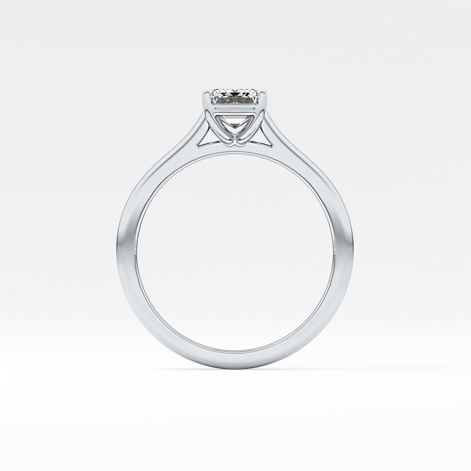 Emerald Solitaire Cathedral Lab Grown Diamond Engagement Ring