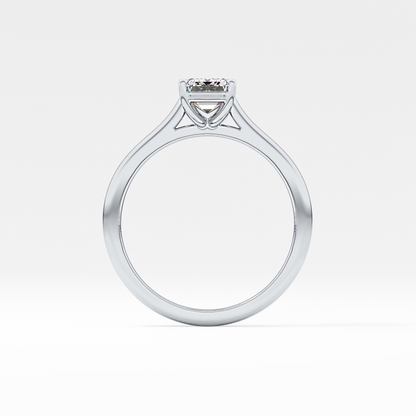 Emerald Solitaire Cathedral Lab Grown Diamond Engagement Ring