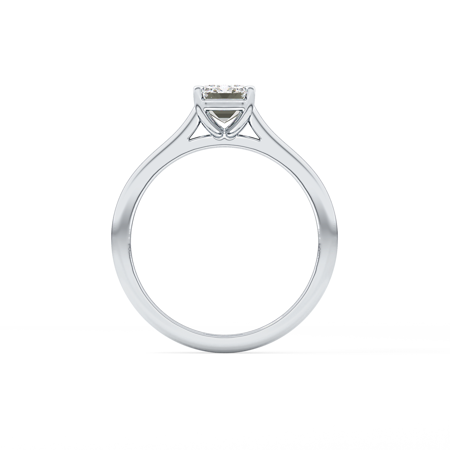 Emerald Solitaire Cathedral Lab Grown Diamond Engagement Ring