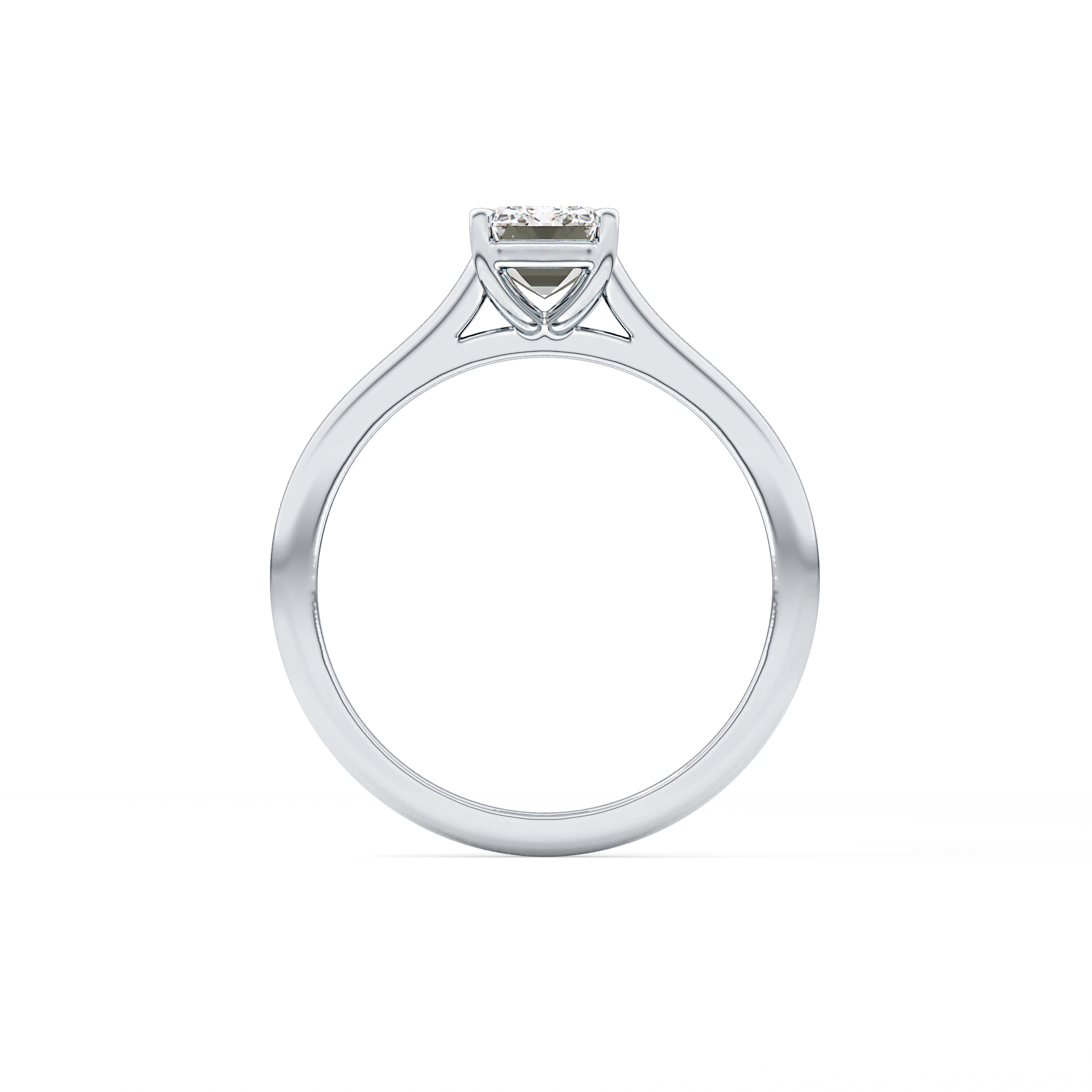 Emerald Solitaire Cathedral Lab Grown Diamond Engagement Ring