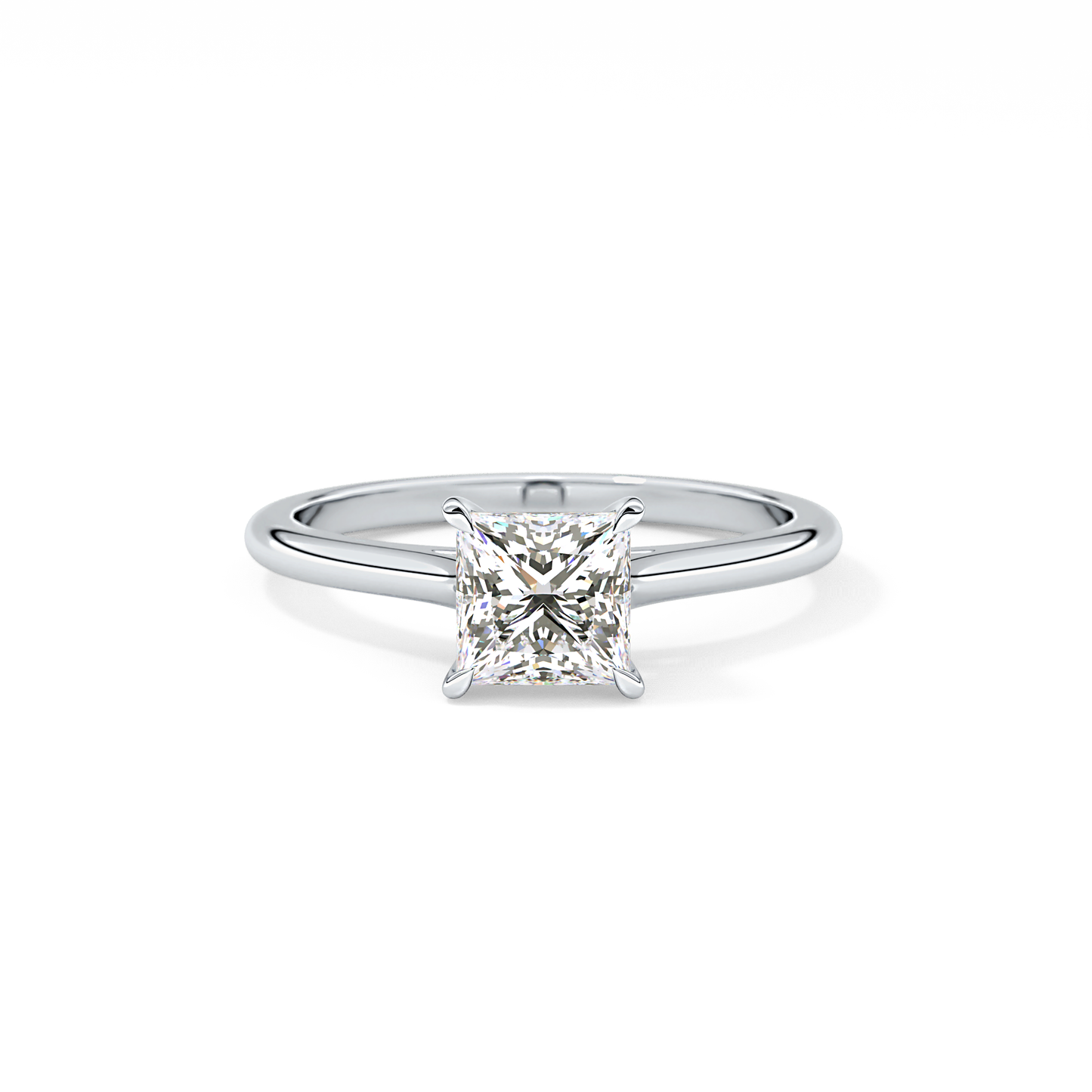 Princess Solitaire Cathedral Lab Grown Diamond Engagement Ring