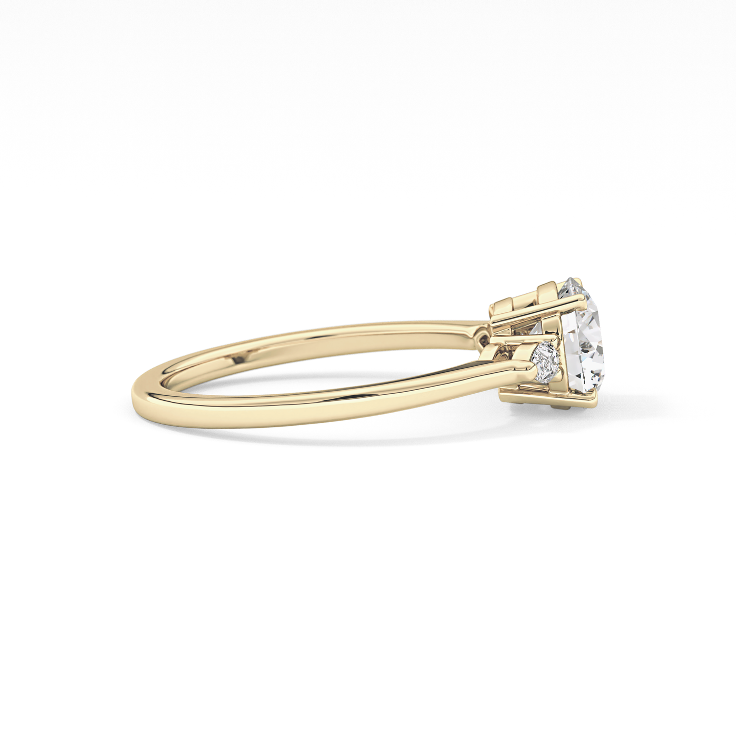 Round Three Stone Lab Grown Diamond Engagement Ring