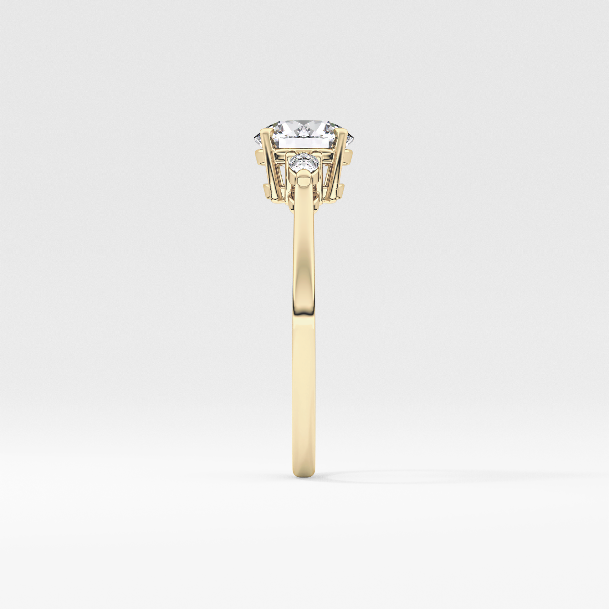 Round Three Stone Lab Grown Diamond Engagement Ring