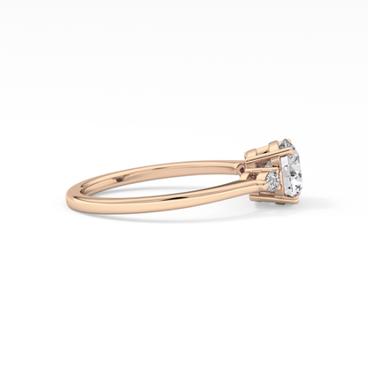 Round Three Stone Lab Grown Diamond Engagement Ring