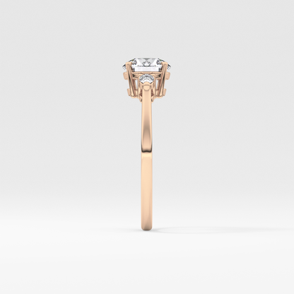 Round Three Stone Lab Grown Diamond Engagement Ring