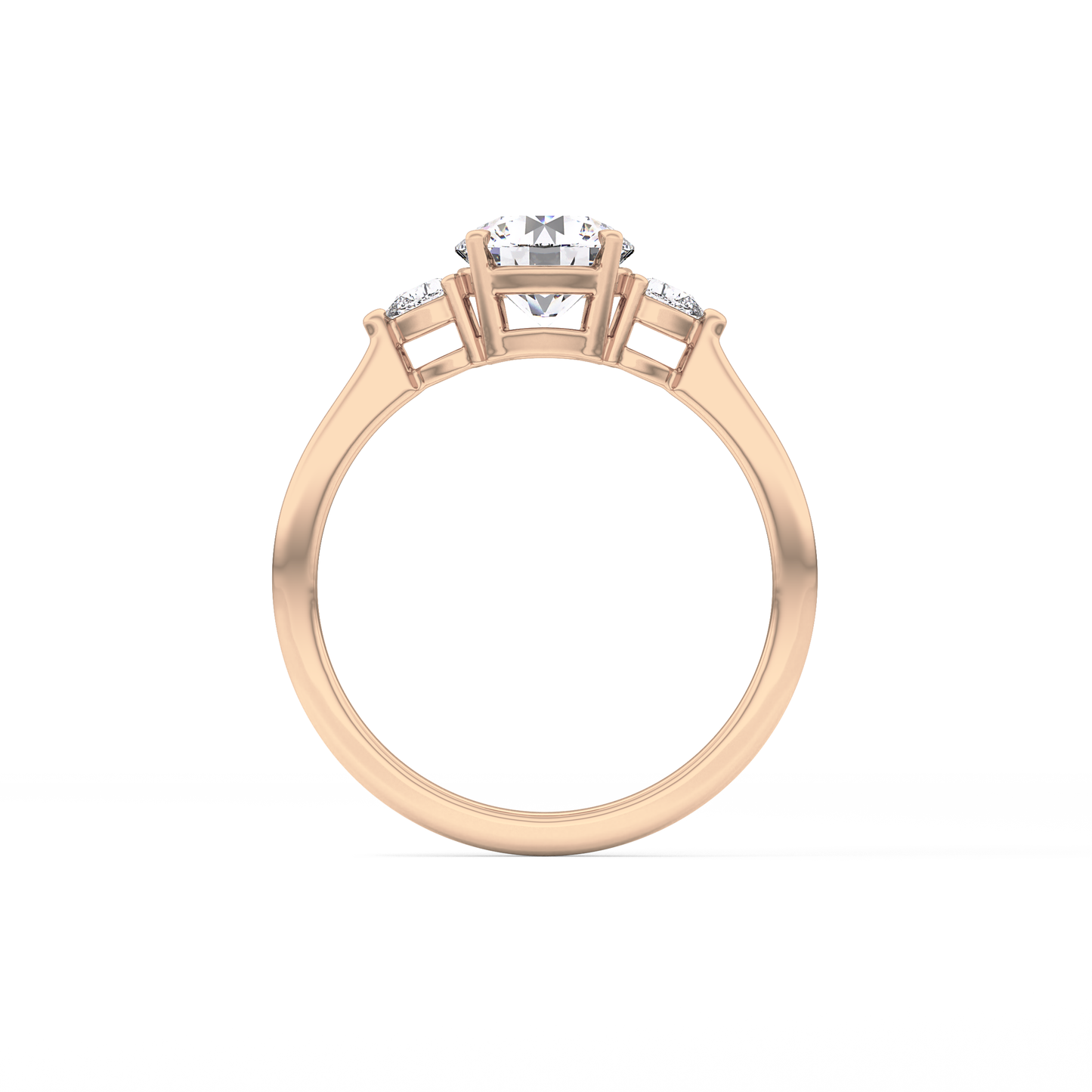 Round Three Stone Lab Grown Diamond Engagement Ring