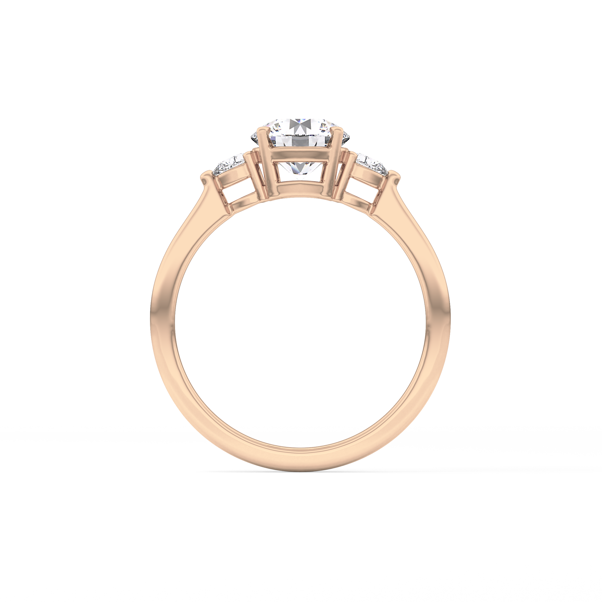 Round Three Stone Lab Grown Diamond Engagement Ring