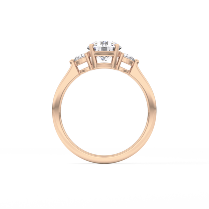Round Three Stone Lab Grown Diamond Engagement Ring