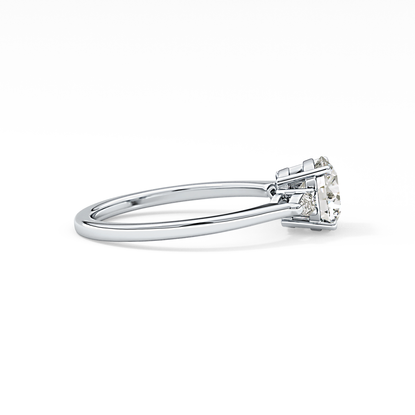 Round Three Stone Lab Grown Diamond Engagement Ring