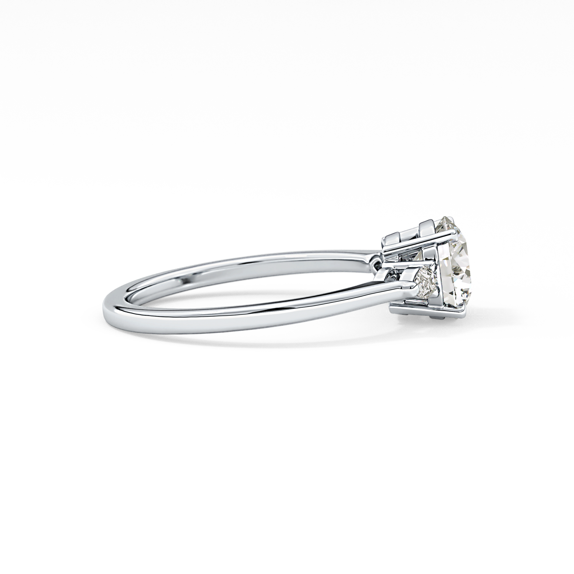 Round Three Stone Lab Grown Diamond Engagement Ring