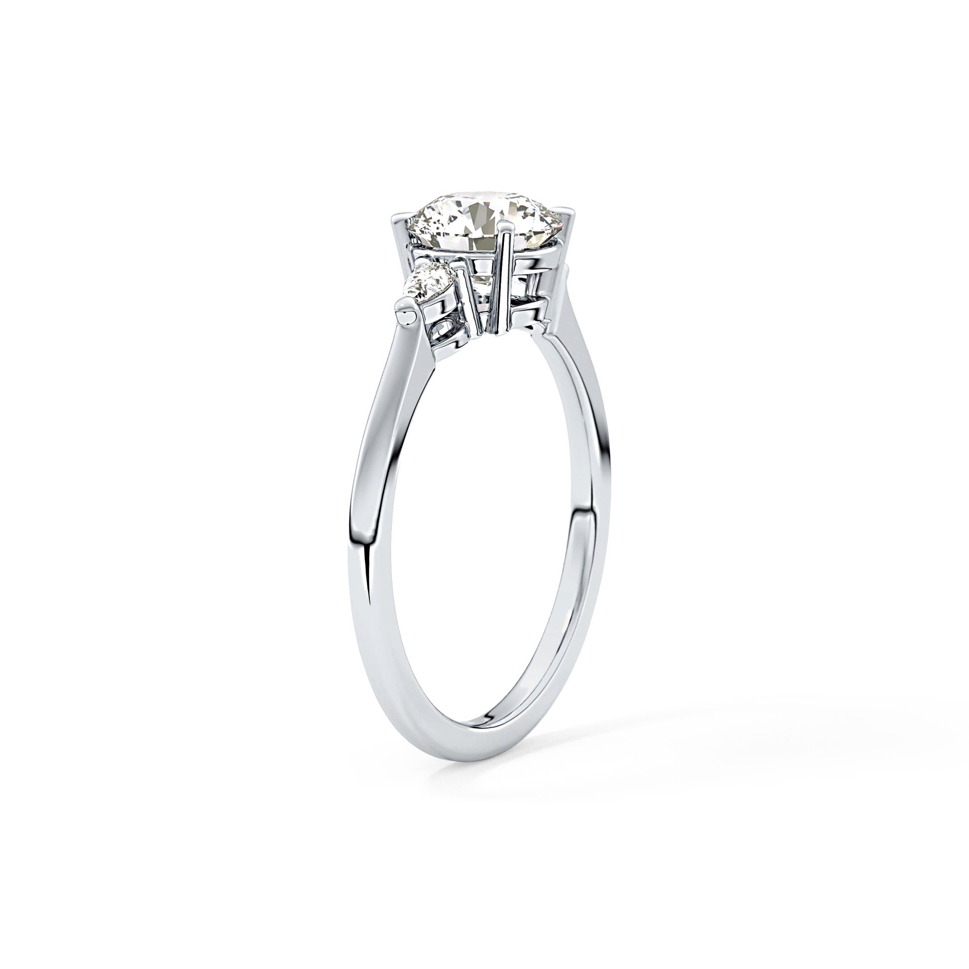 Round Three Stone Lab Grown Diamond Engagement Ring