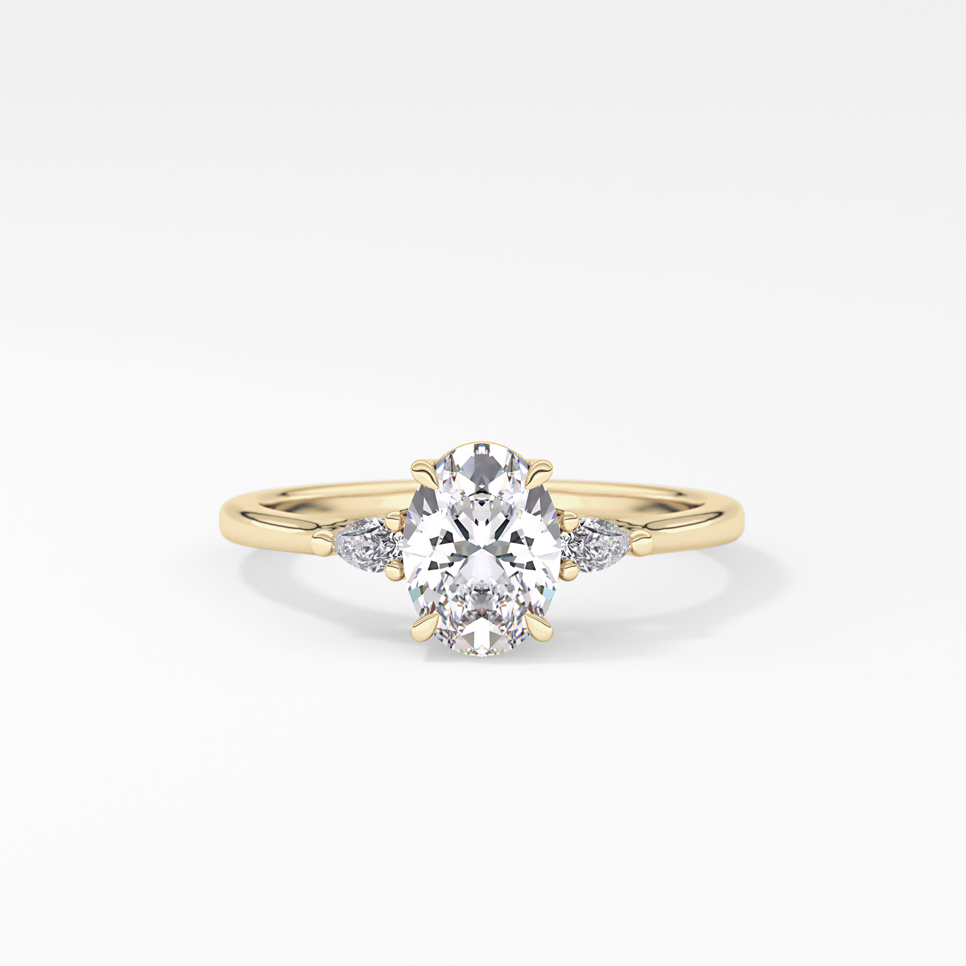 Oval Three Stone Lab Grown Diamond Engagement Ring