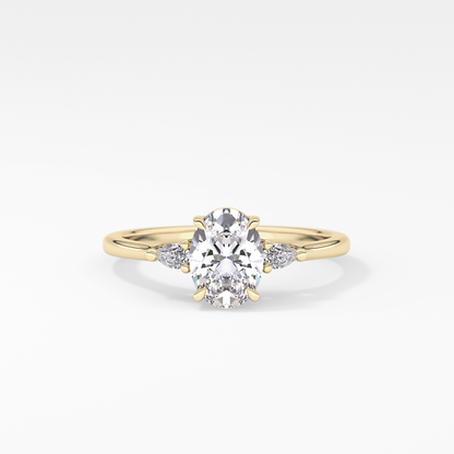 Oval Three Stone Lab Grown Diamond Engagement Ring