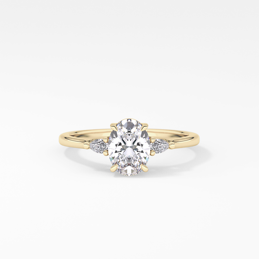 Oval Three Stone Lab Grown Diamond Engagement Ring
